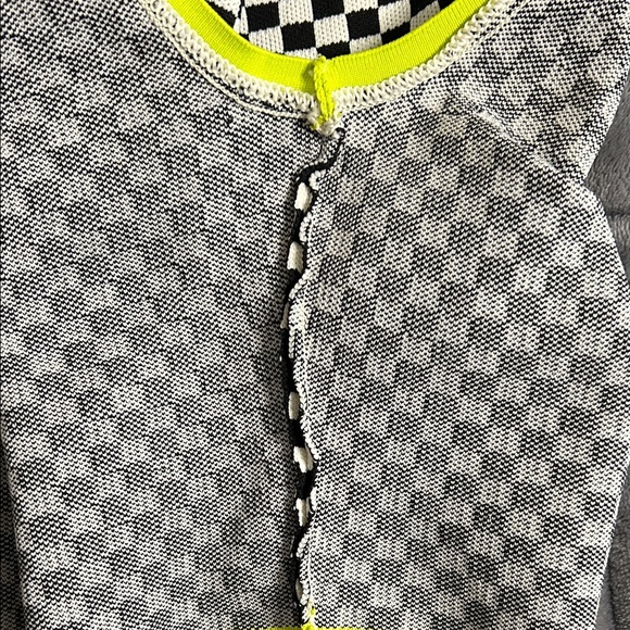 Zara Black and White Checkered Top with Neon Accents - Picture 8 of 8